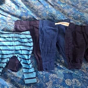 Set of 4: Blue Pants-0/3 Months